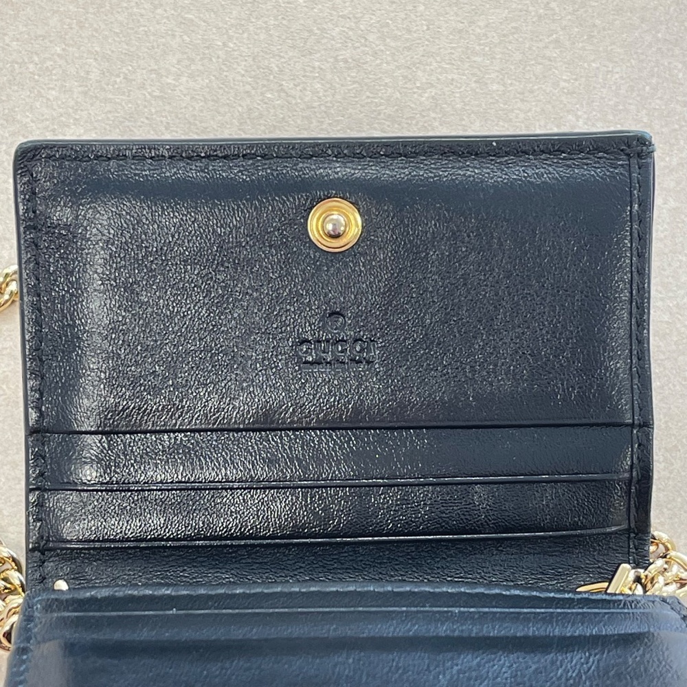 GUCCI Zumi Calfskin Leather Wallet w/ Black & Beige Diagonal Stripe- Preowned - Picture 8 of 15